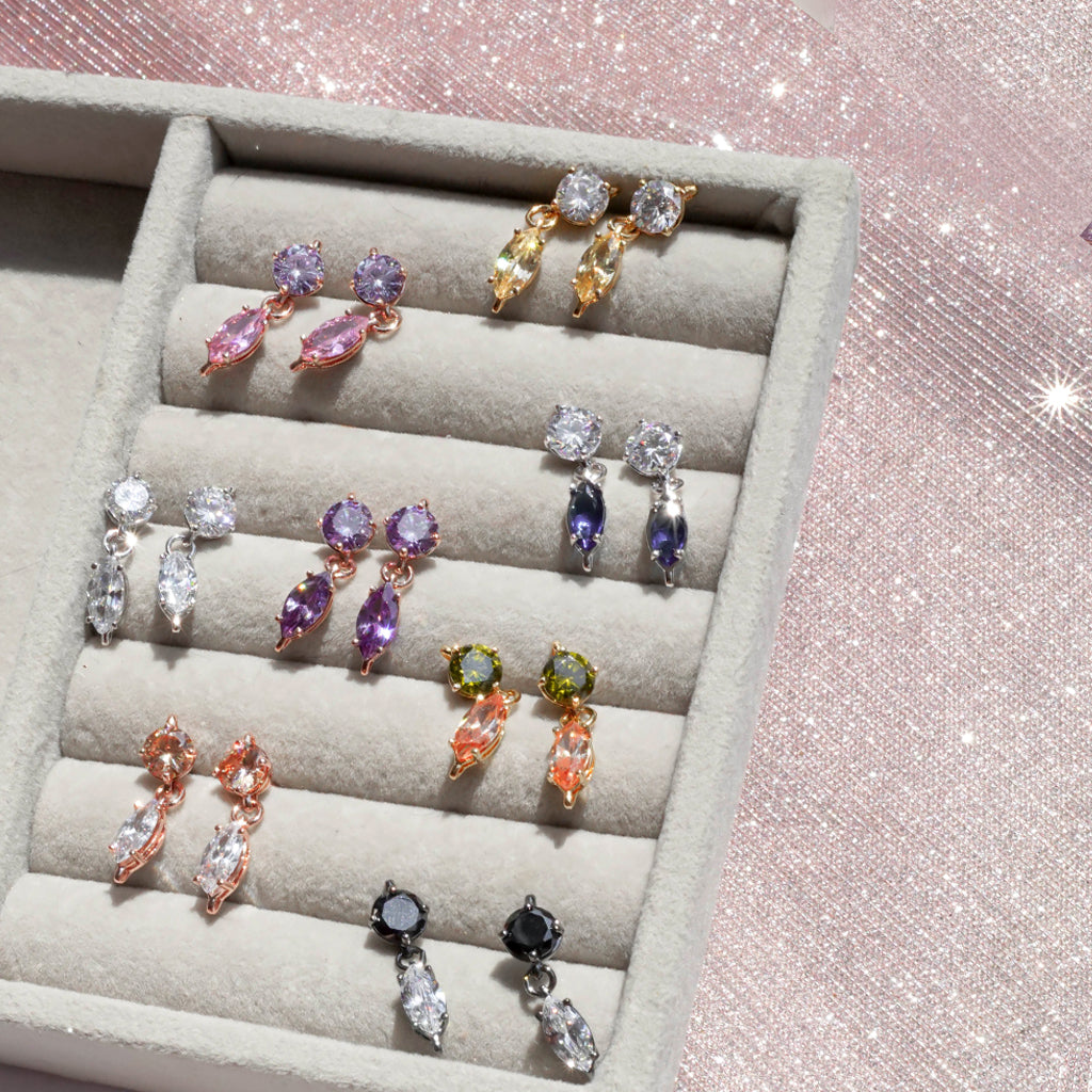 Mini Gems Earrings [Pink color]
