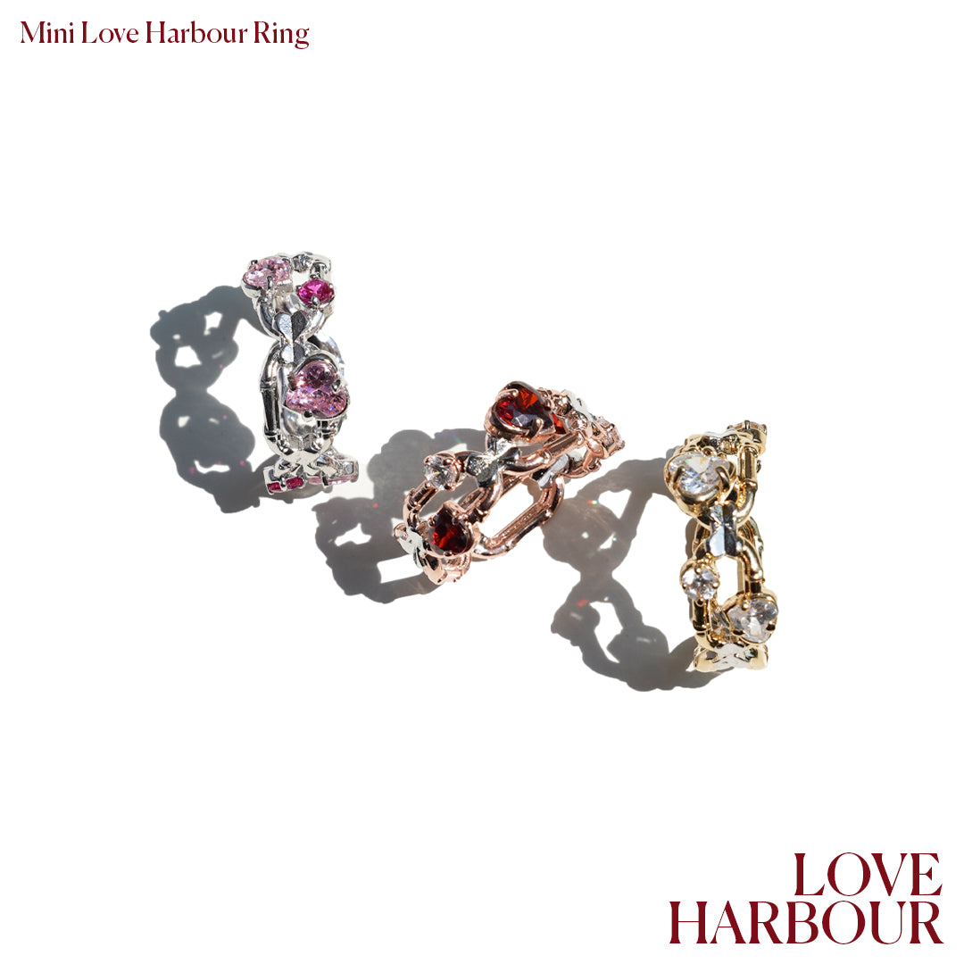 Mini Love Harbour Ring [Pink gems/White gold]