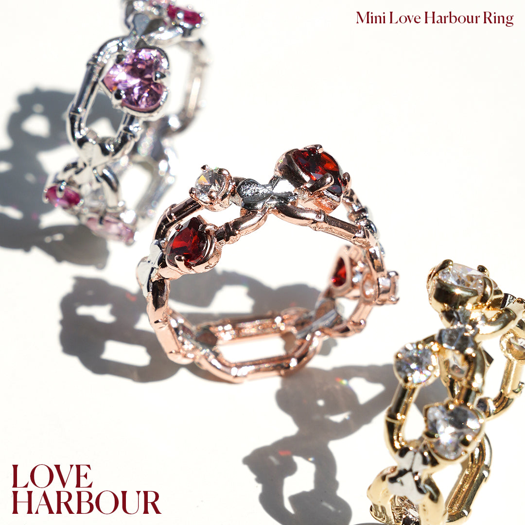 Mini Love Harbour Ring [White gems/Yellow gold]