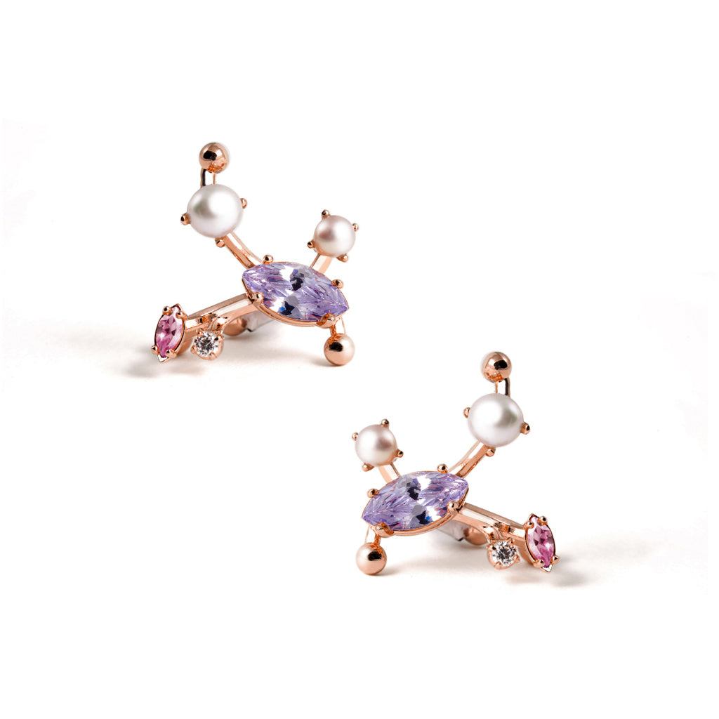 Ivy 2nd Sister X Pearl Cuff Earrings [Pink gold]