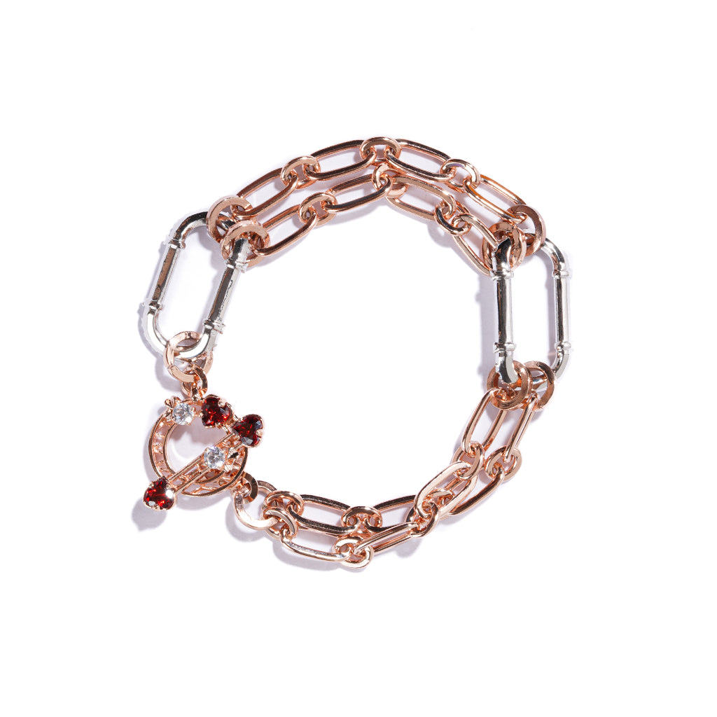 Classy Love Harbour Bracelet [Red gems/Pink gold]