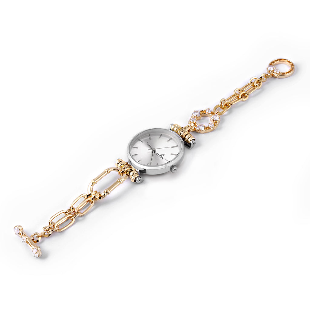 Classy Love Harbour Watch [White gems/Yellow gold]