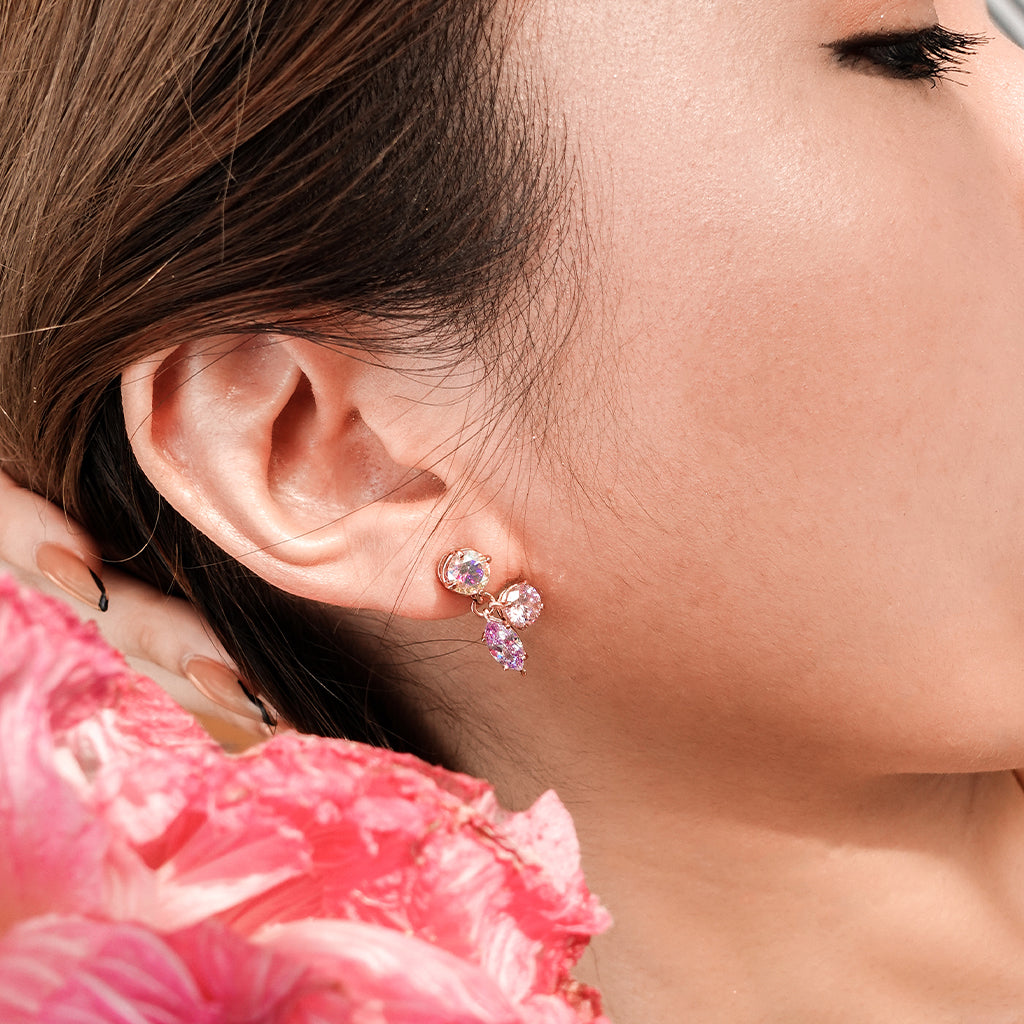 Willow Stud Earrings [Unicorn/Lavender/Pink gems]
