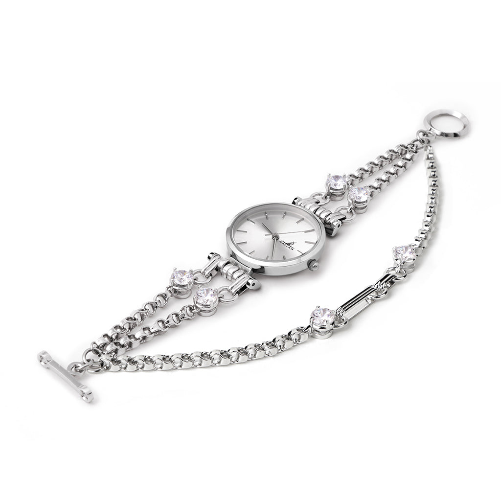 Mini Gems Watch with Chain [White gold]