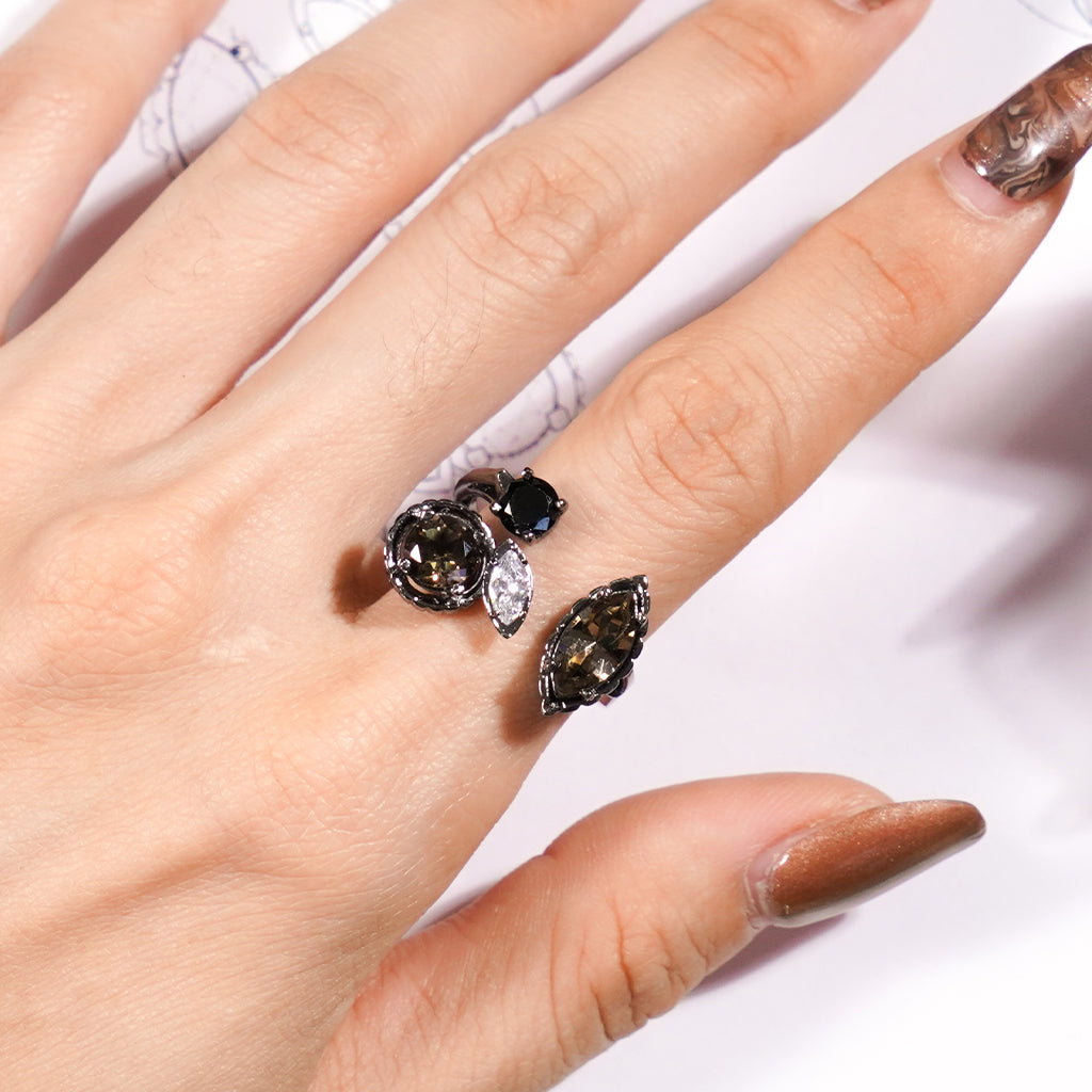 Grand Floral Ring [Smoky quartz gems]