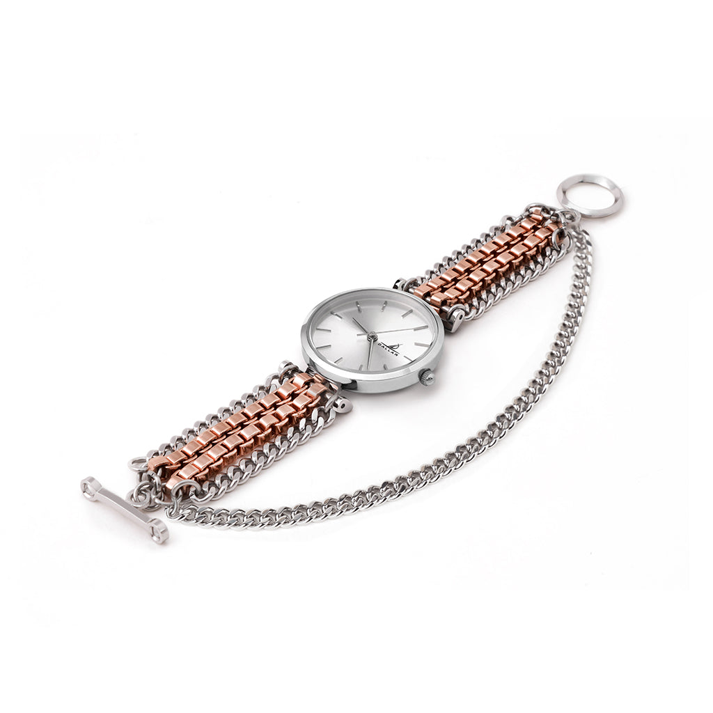 Asscher Watch with Chain [Pink/White gold]