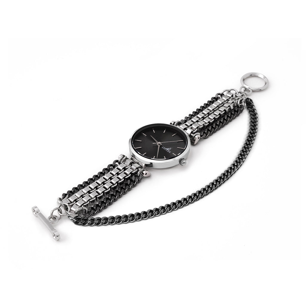 Asscher Watch with Chain [Black gold]