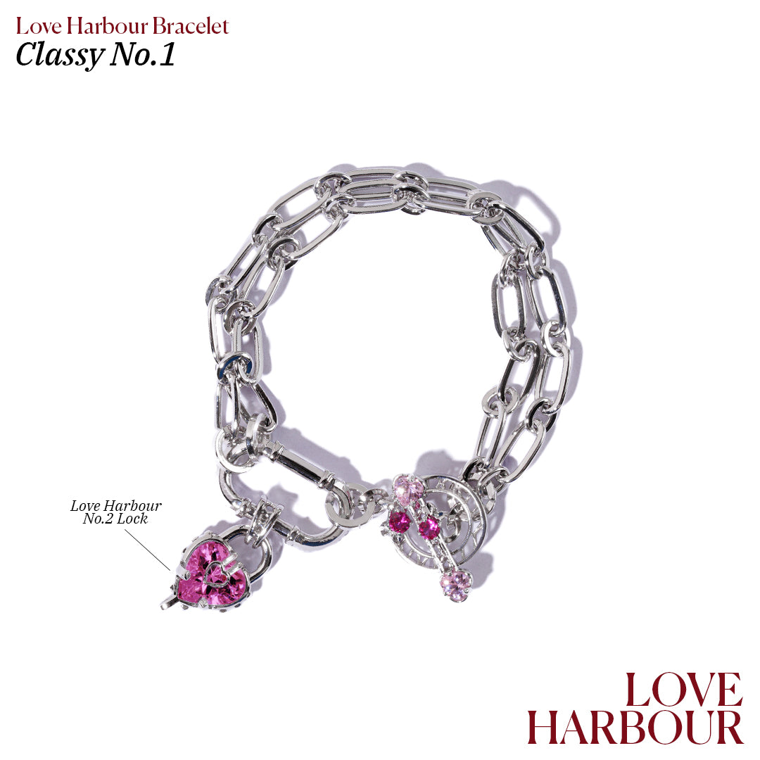 Classy Love Harbour Bracelet [Pink gems/White gold]