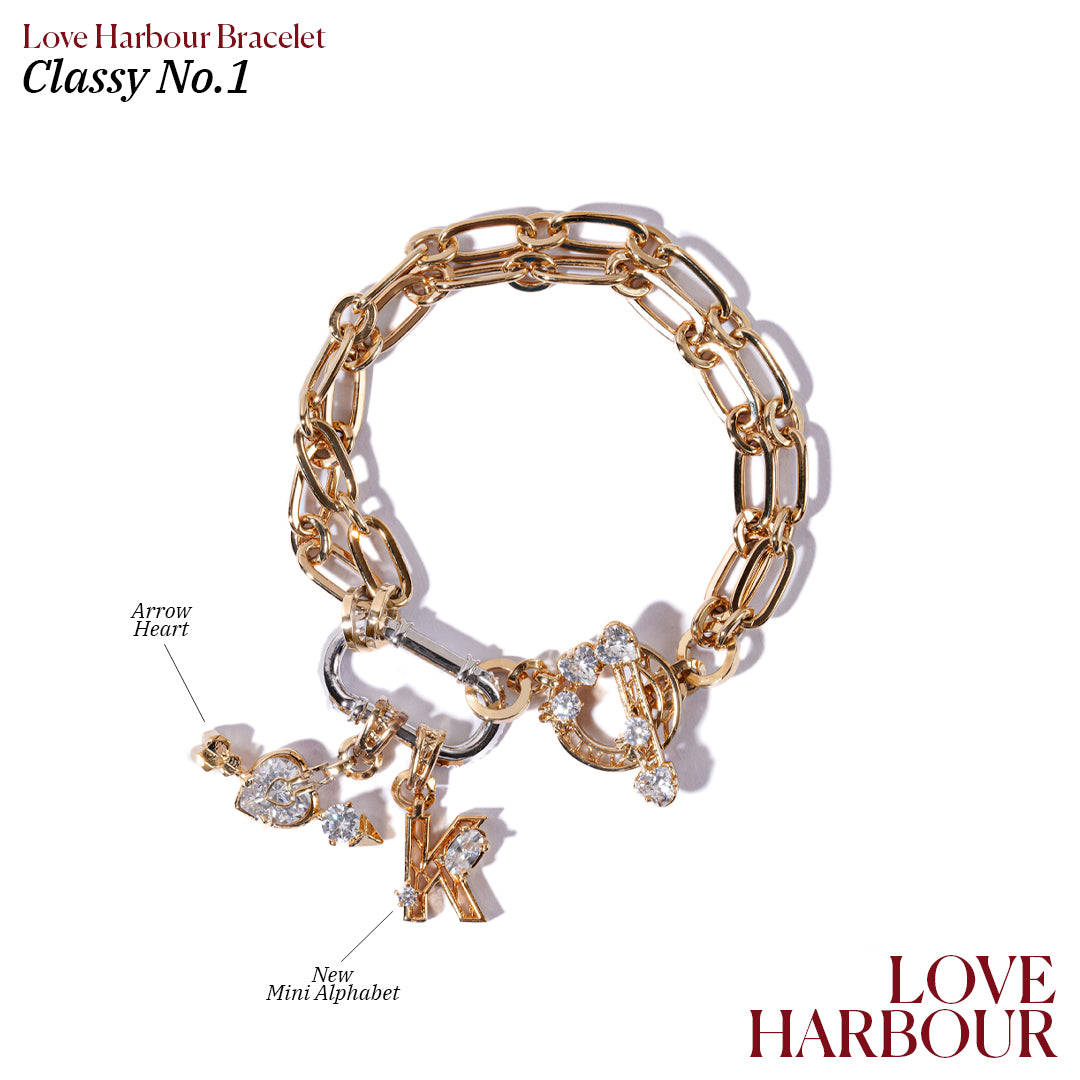 Classy Love Harbour Bracelet [White gems/Yellow gold]