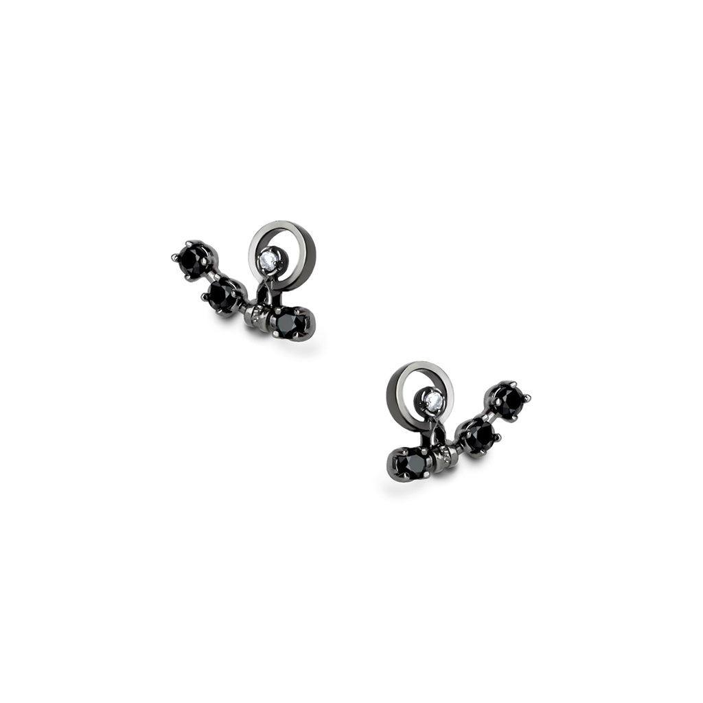 Juicy Sister Earrings [Black/White gems]