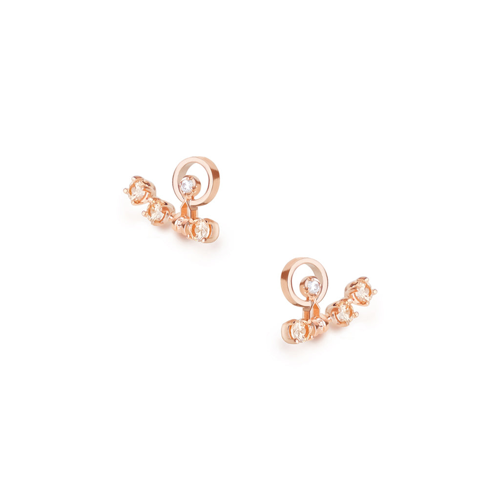 Juicy Sister Earrings [Champagne/White gems]