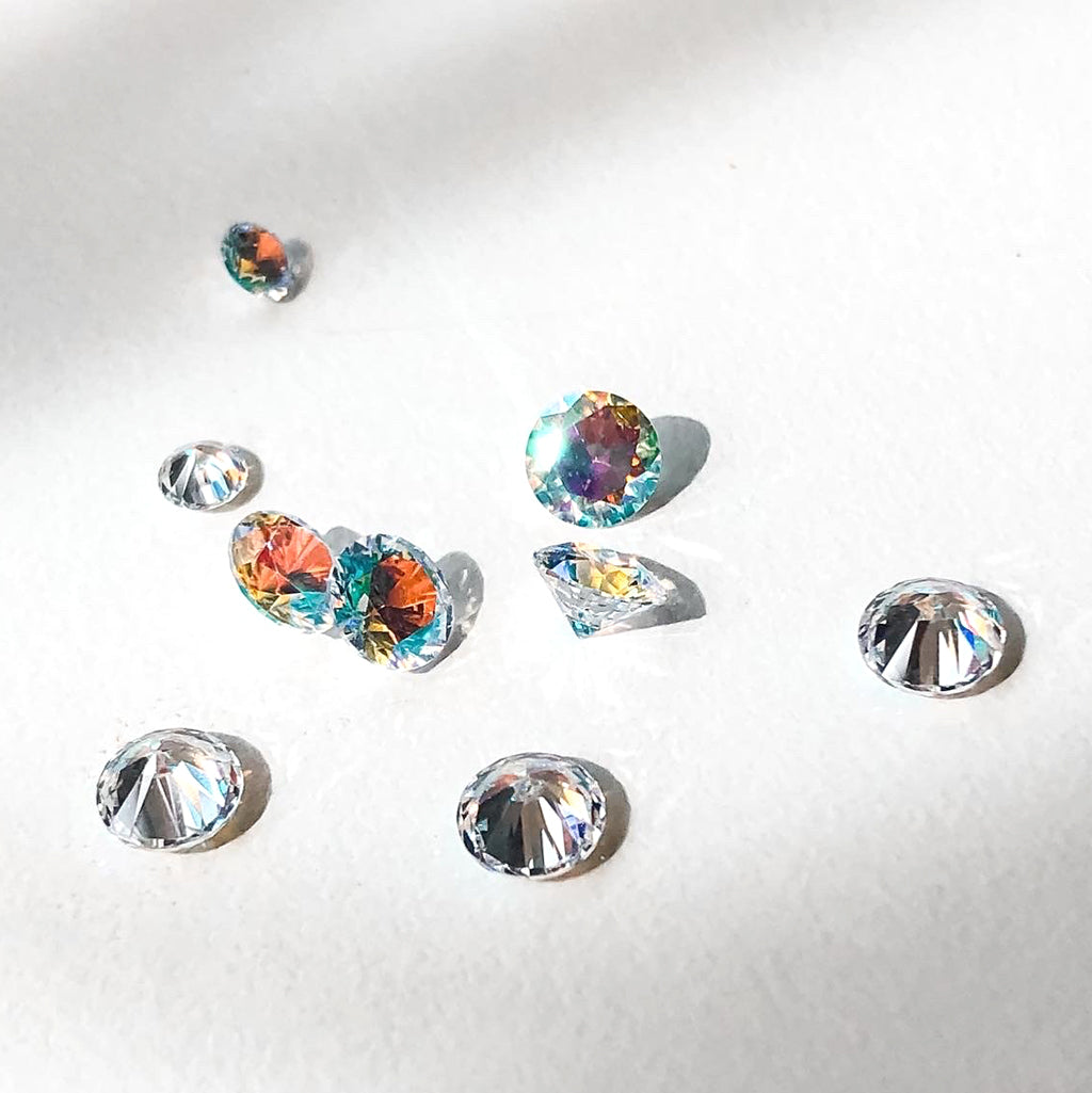 Grand Gems (L) Earrings  [Unicorn/Light blue/White gems]