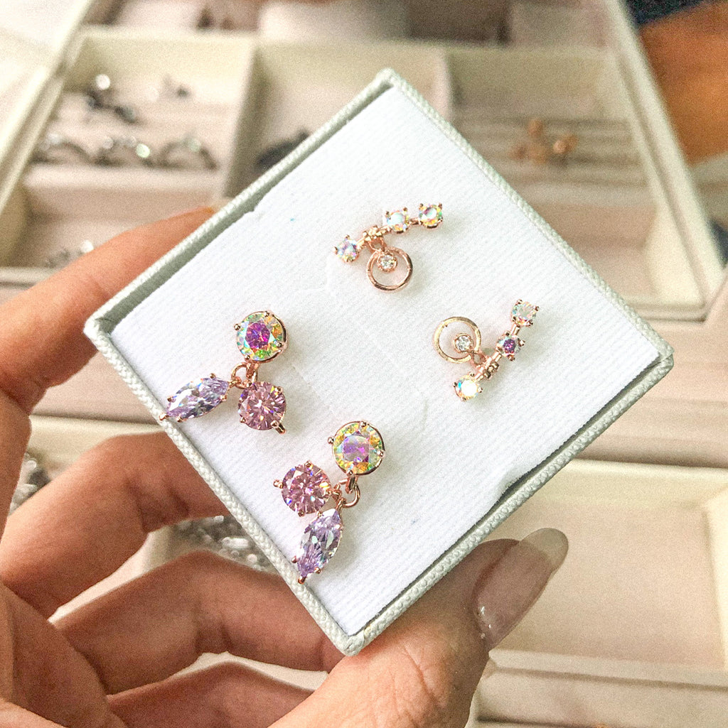 Juicy Sister Earrings [Unicorn gems/Pink gold]
