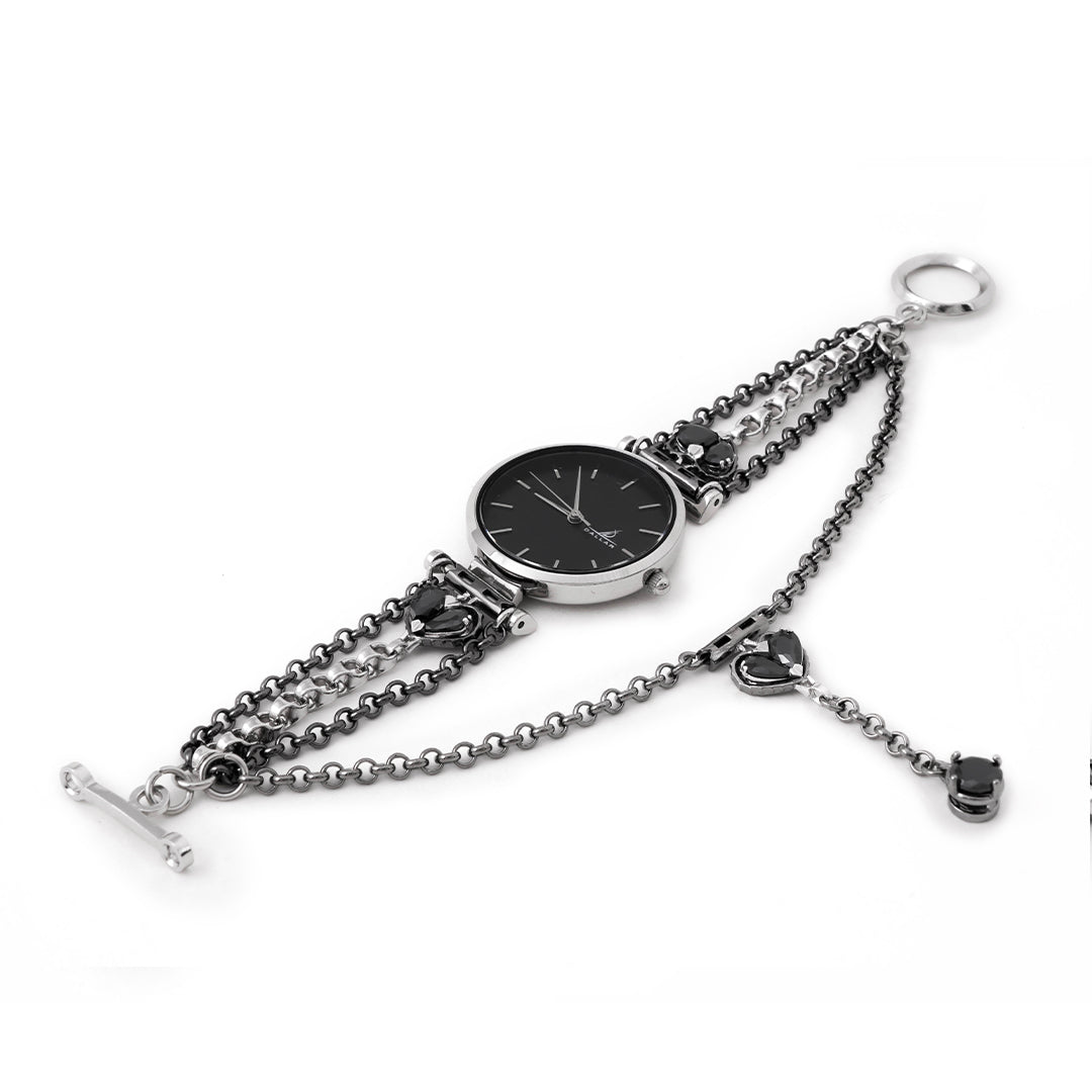 Love Song No.2 Watch with Chain [Black gems]