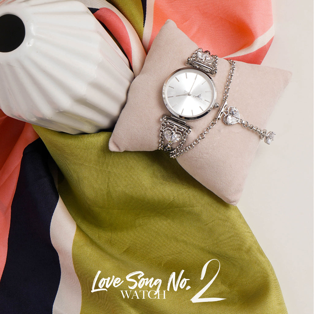 Love Song No.2 Watch with Chain [White gems]
