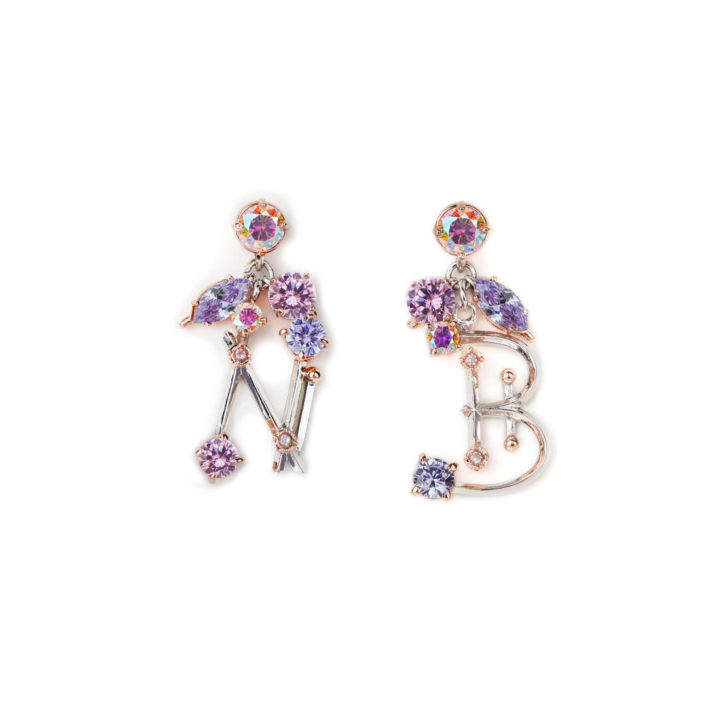 Alphabet X Willow Earrings [Unicorn/Lavender/Pink gems]