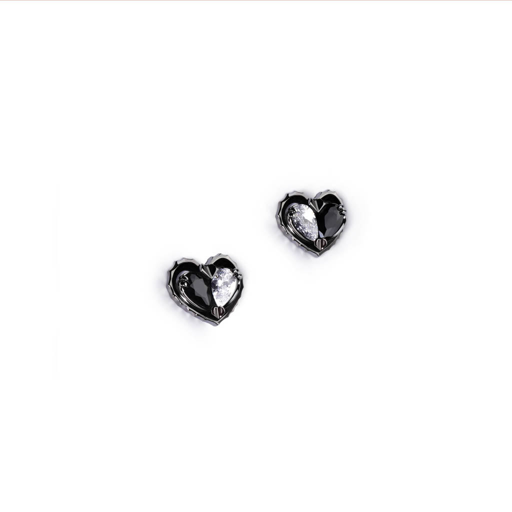 Love Song Stud Earrings [Black gems]