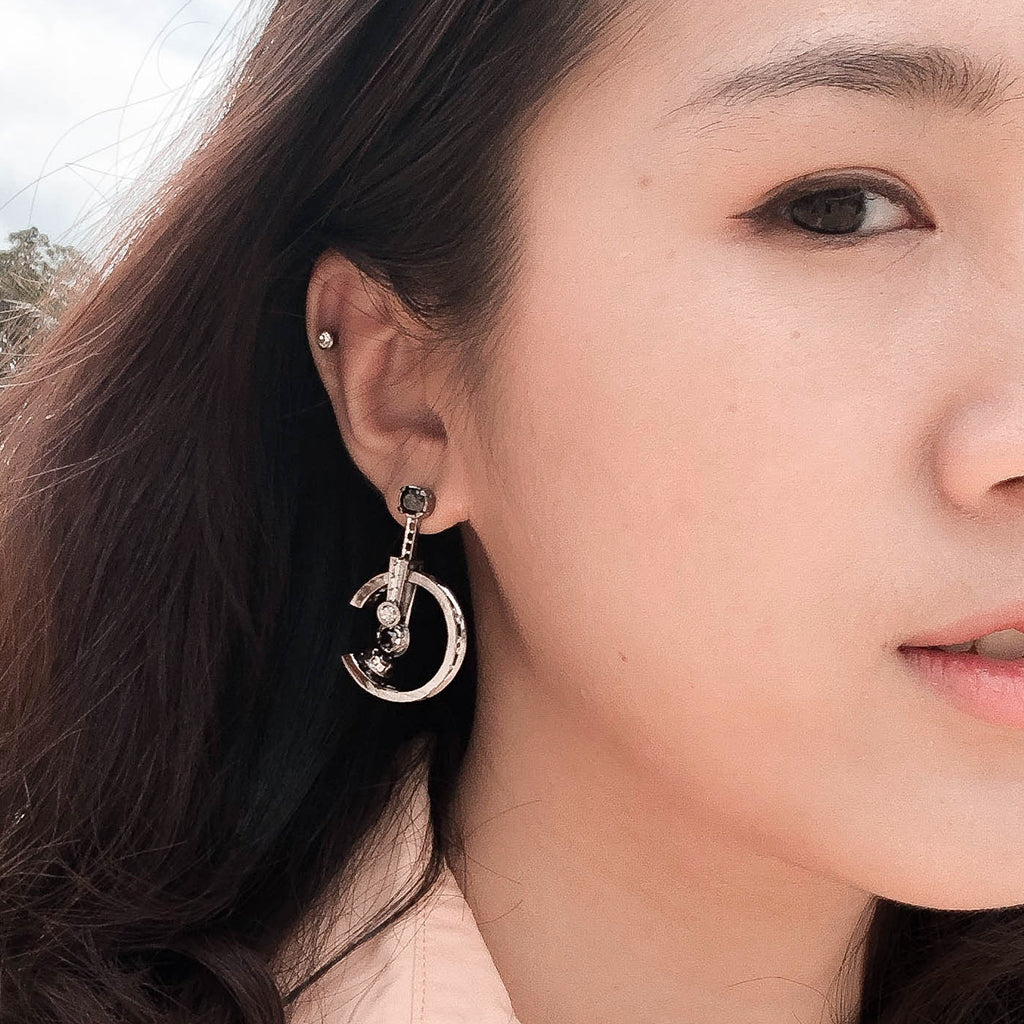 Luna Earrings [Black gems]