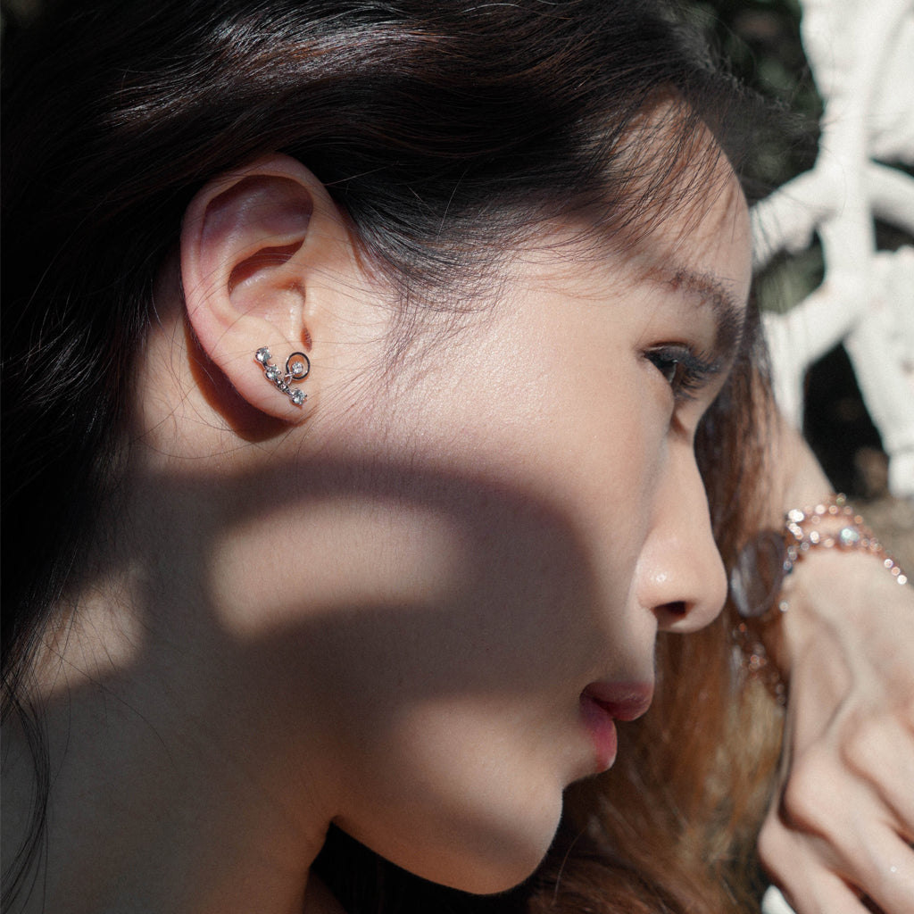 Juicy Sister Earrings [White gems]