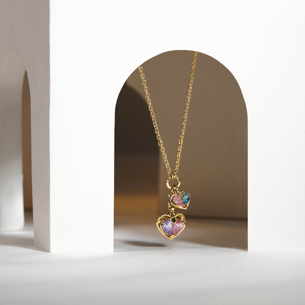 Love Song No.2 Necklace [Pastel gems/Yellow gold]