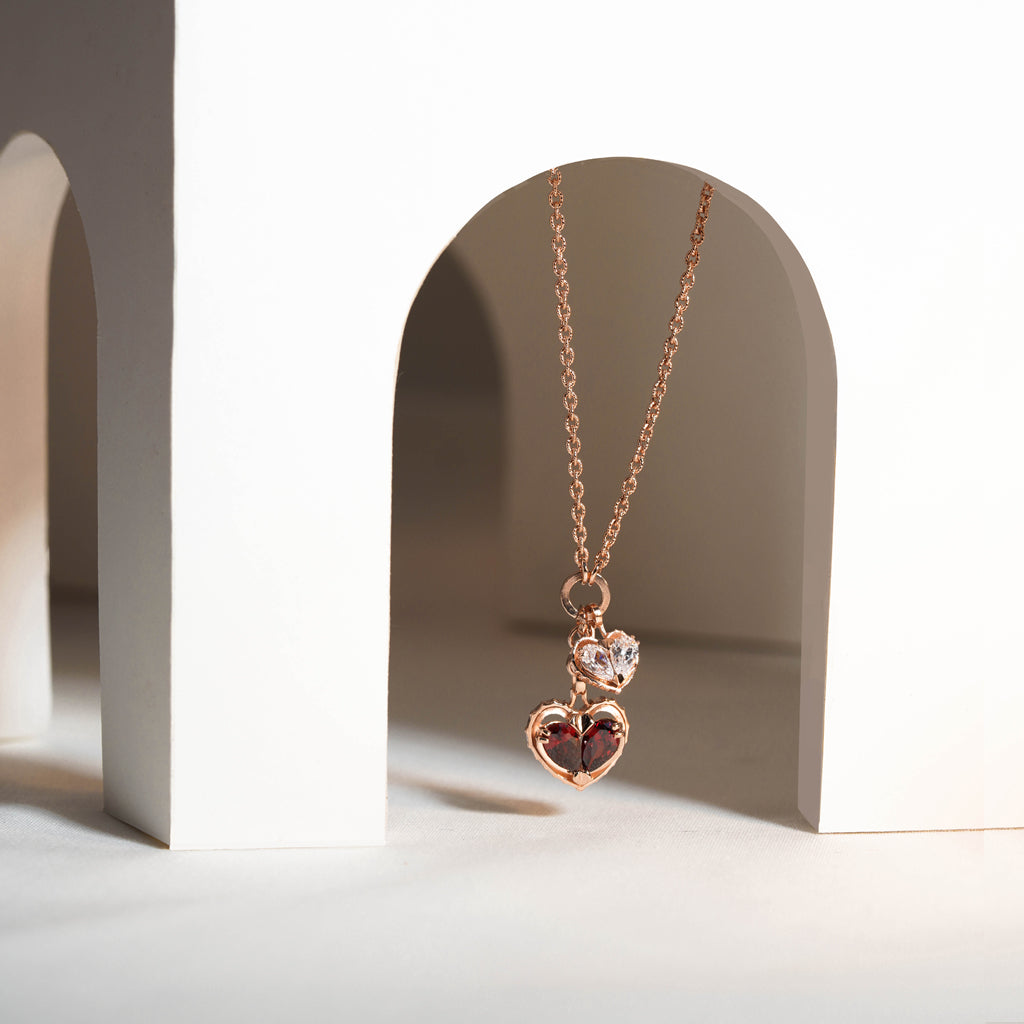 Love Song No.2 Necklace [Red gems/Pink gold]