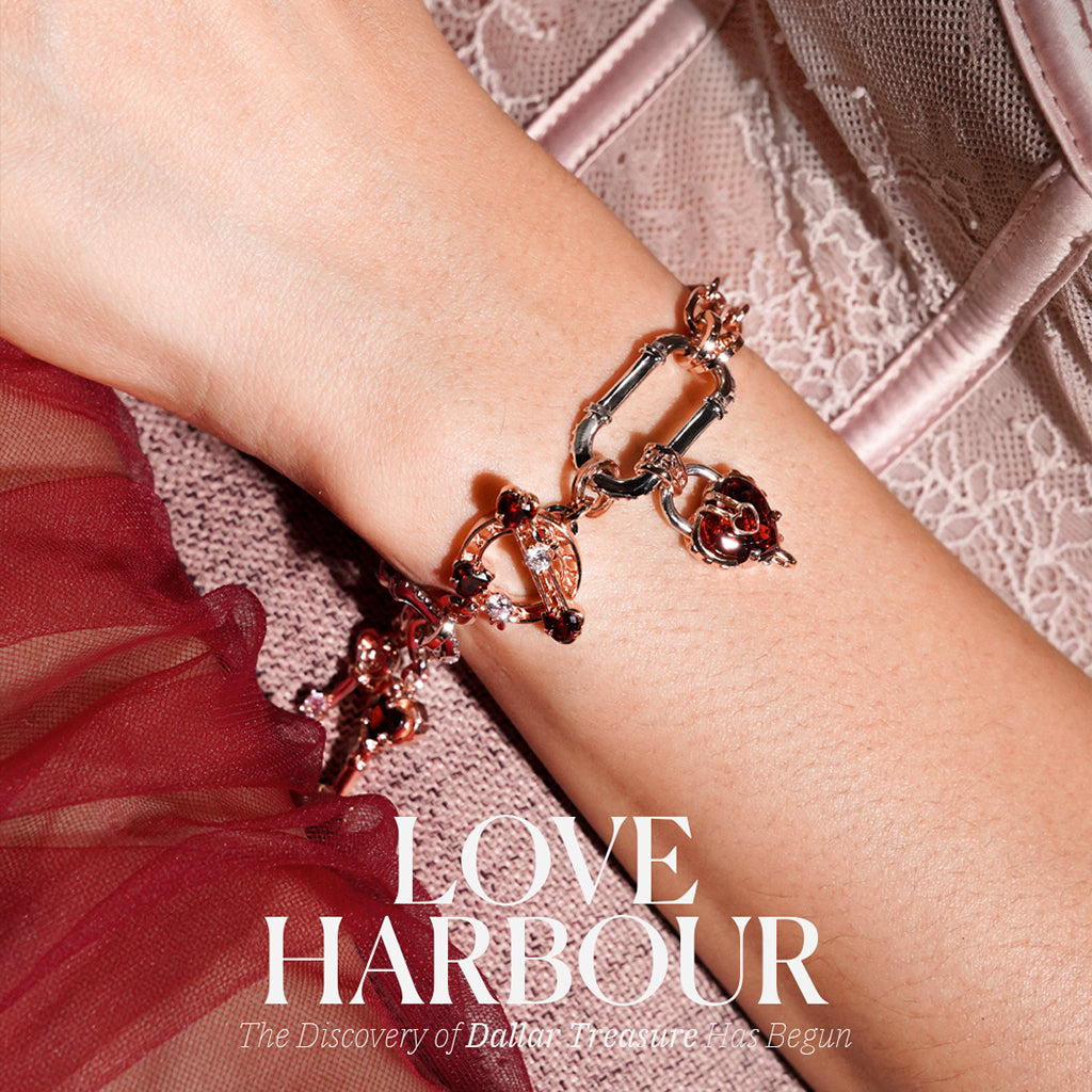 Richy Love Harbour Bracelet [Red gems/Pink gold]