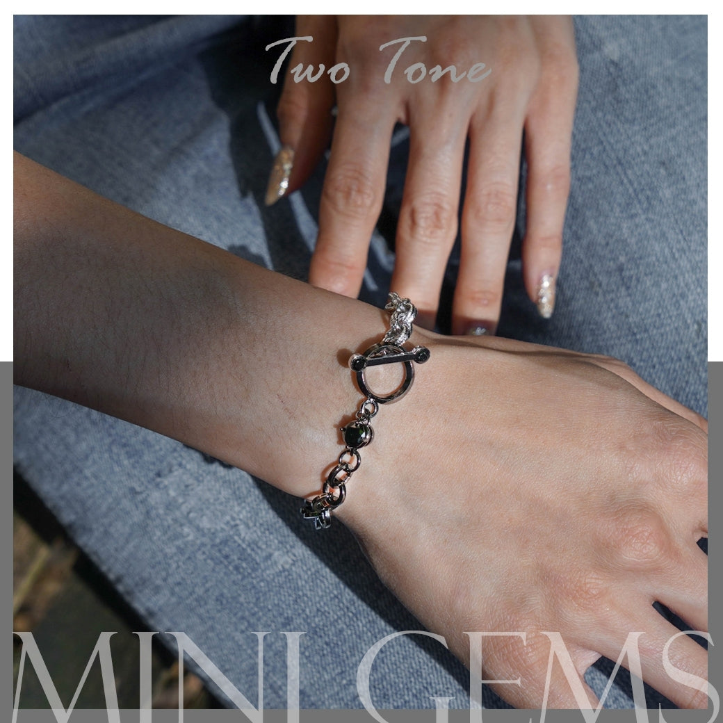 Mini Gems Two Tone Bracelet [Black/White gold]