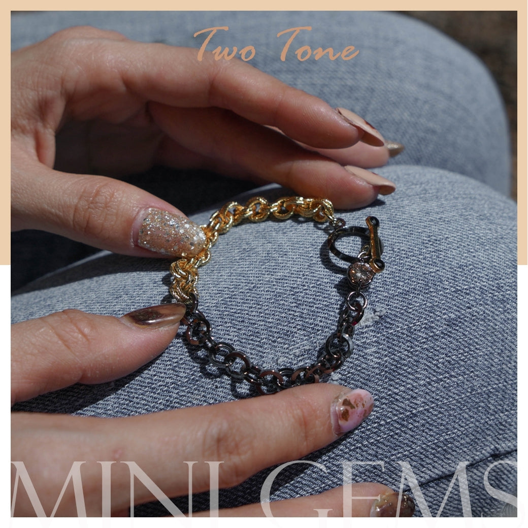 Mini Gems Two Tone Bracelet [Yellow/Black gold]