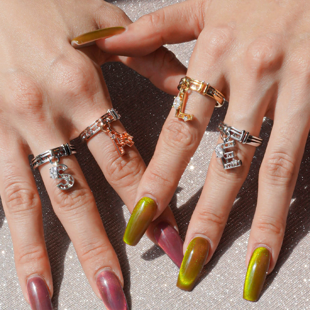 Classy X Mini Alphabet Ring [White gold]