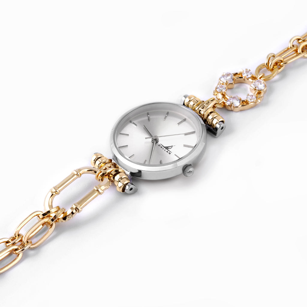 Classy Love Harbour Watch [White gems/Yellow gold]