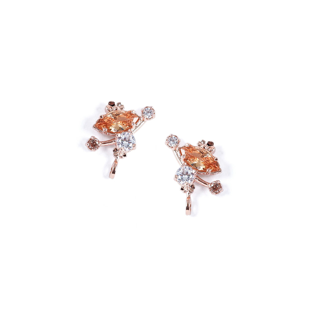 Stardust Earrings [Champagne, White gem / Pink gold]