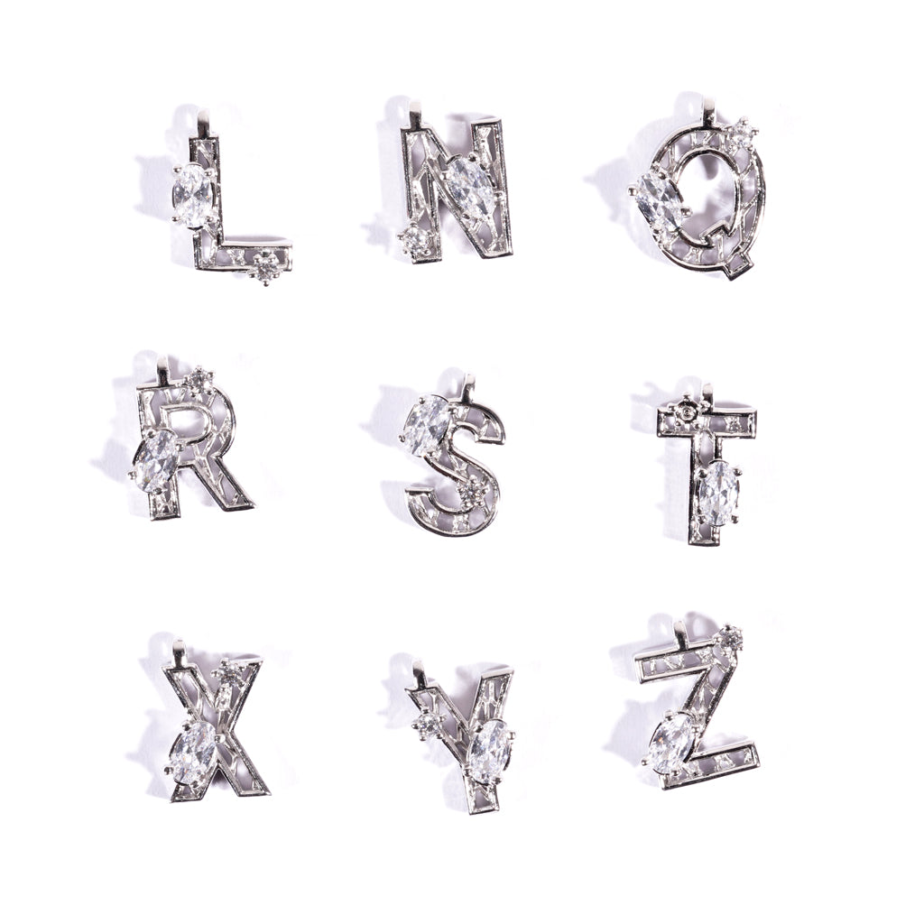 Mini New Alphabet Charm [White gold]