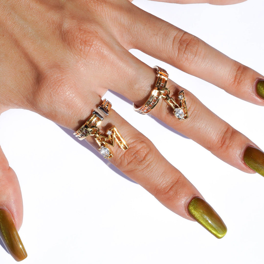 Classy X Mini Alphabet Ring [Yellow gold]