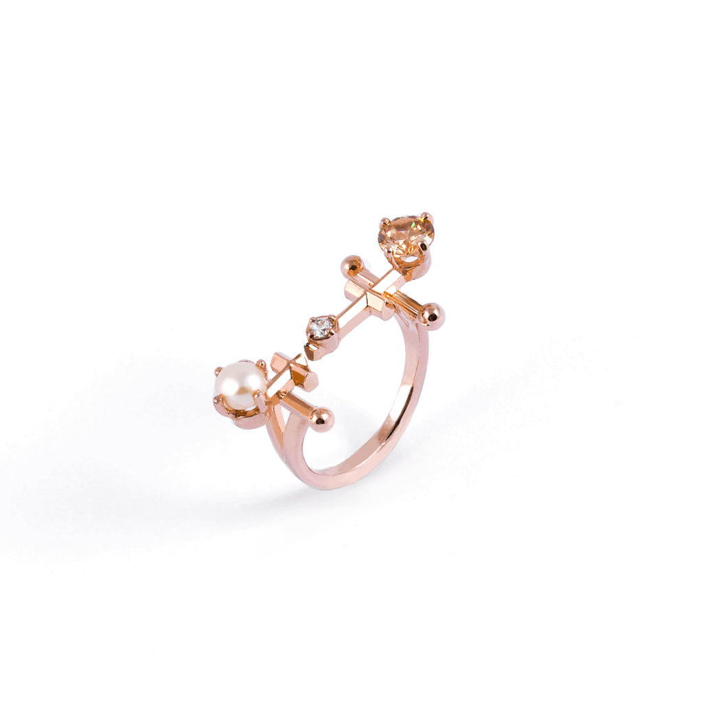 Mini Gem X Pearl Ring