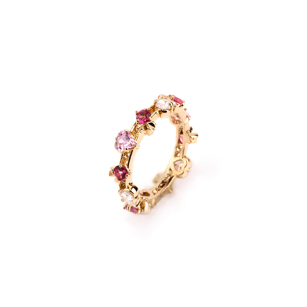 Mini Love Song Ring [Shocking Pink gem / Yellow gold]