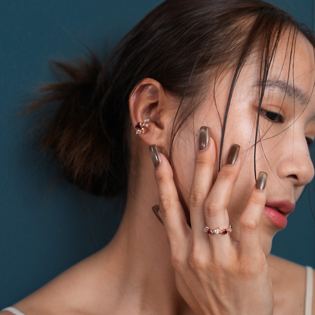 Mini Love Song Ring [Red gem / Pink gold]