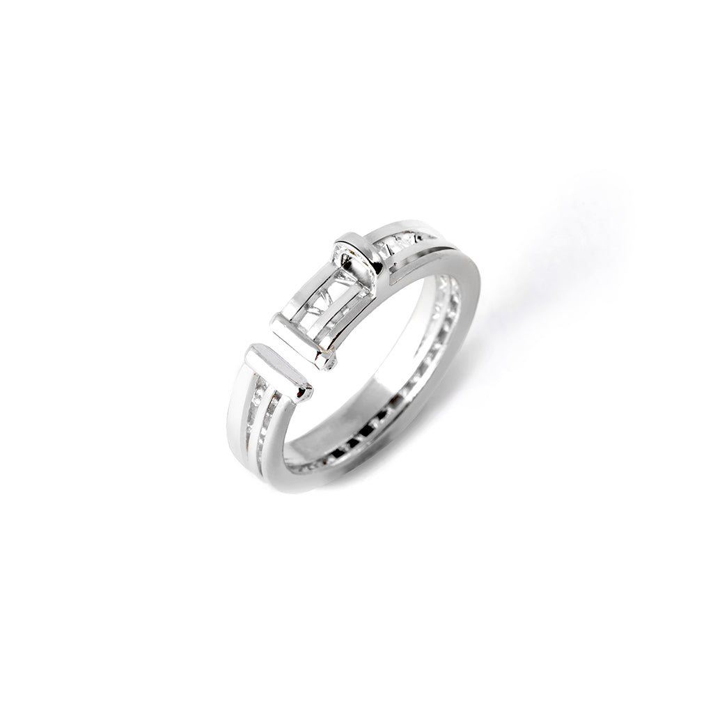 Classy X Mini Alphabet Ring [White gold]
