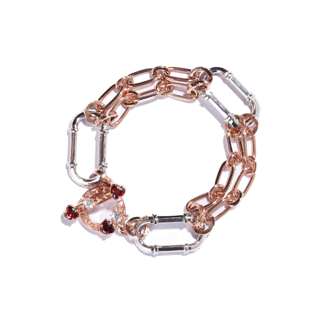 Classy Love Harbour Bracelet [Red gems/Pink gold]