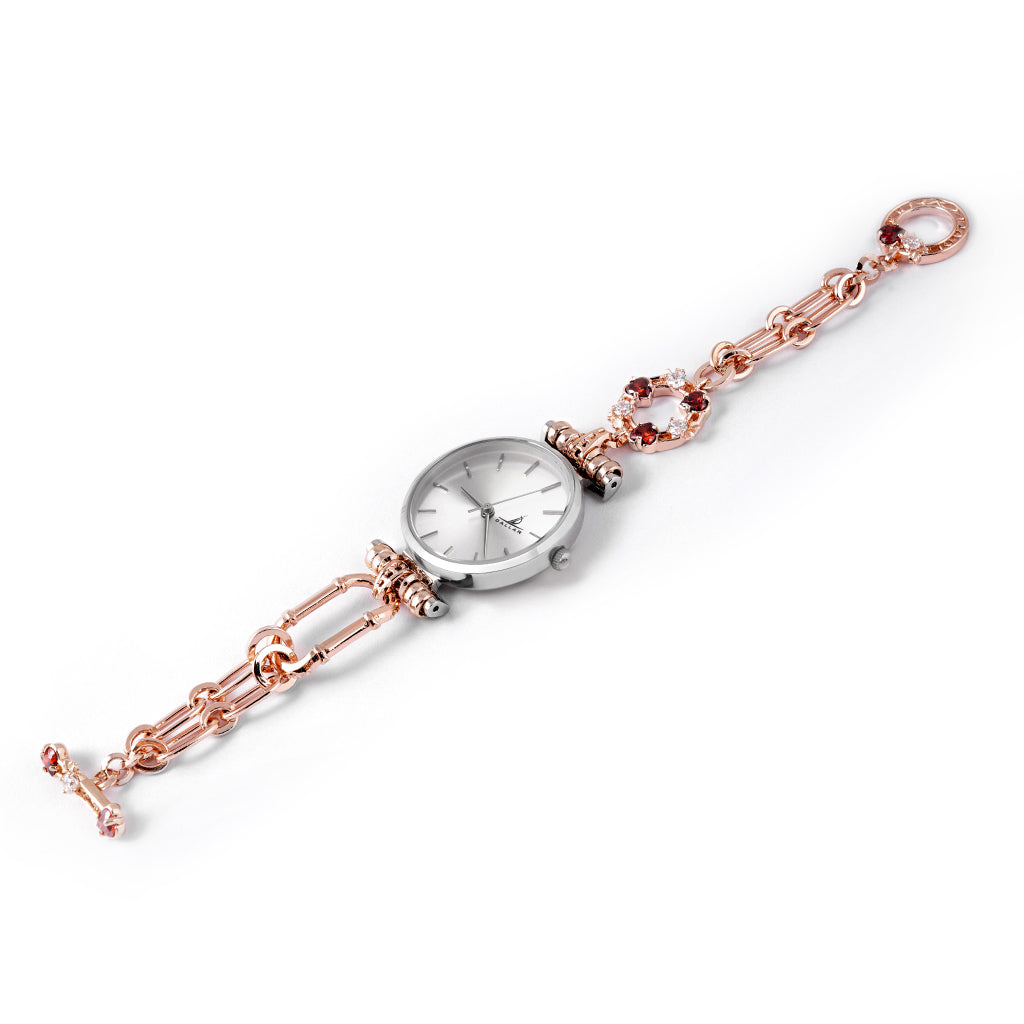 Classy Love Harbour Watch [Red gems/Pink gold]