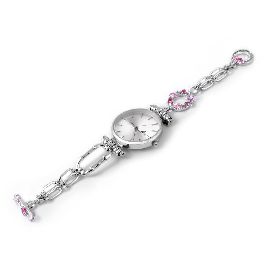 Classy Love Harbour Watch [Pink gems/White gold]