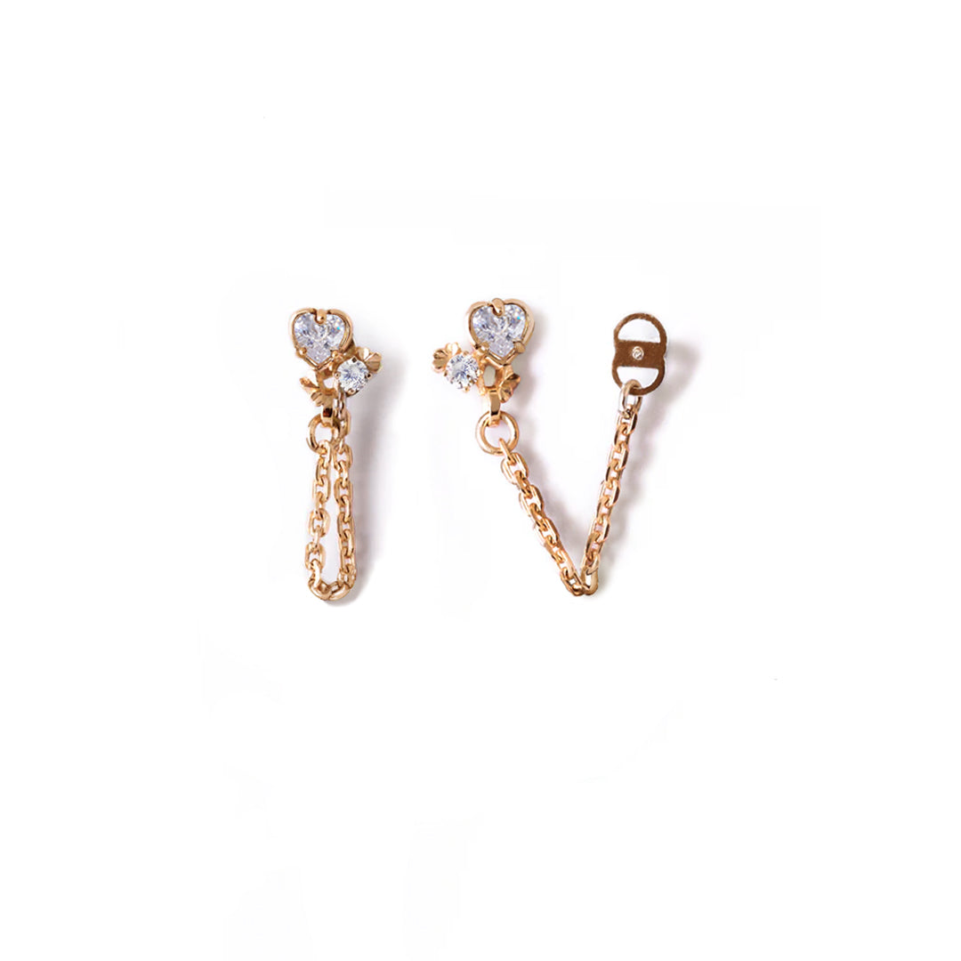 Richy Love Harbour Earrings [White gems/Yellow gold]