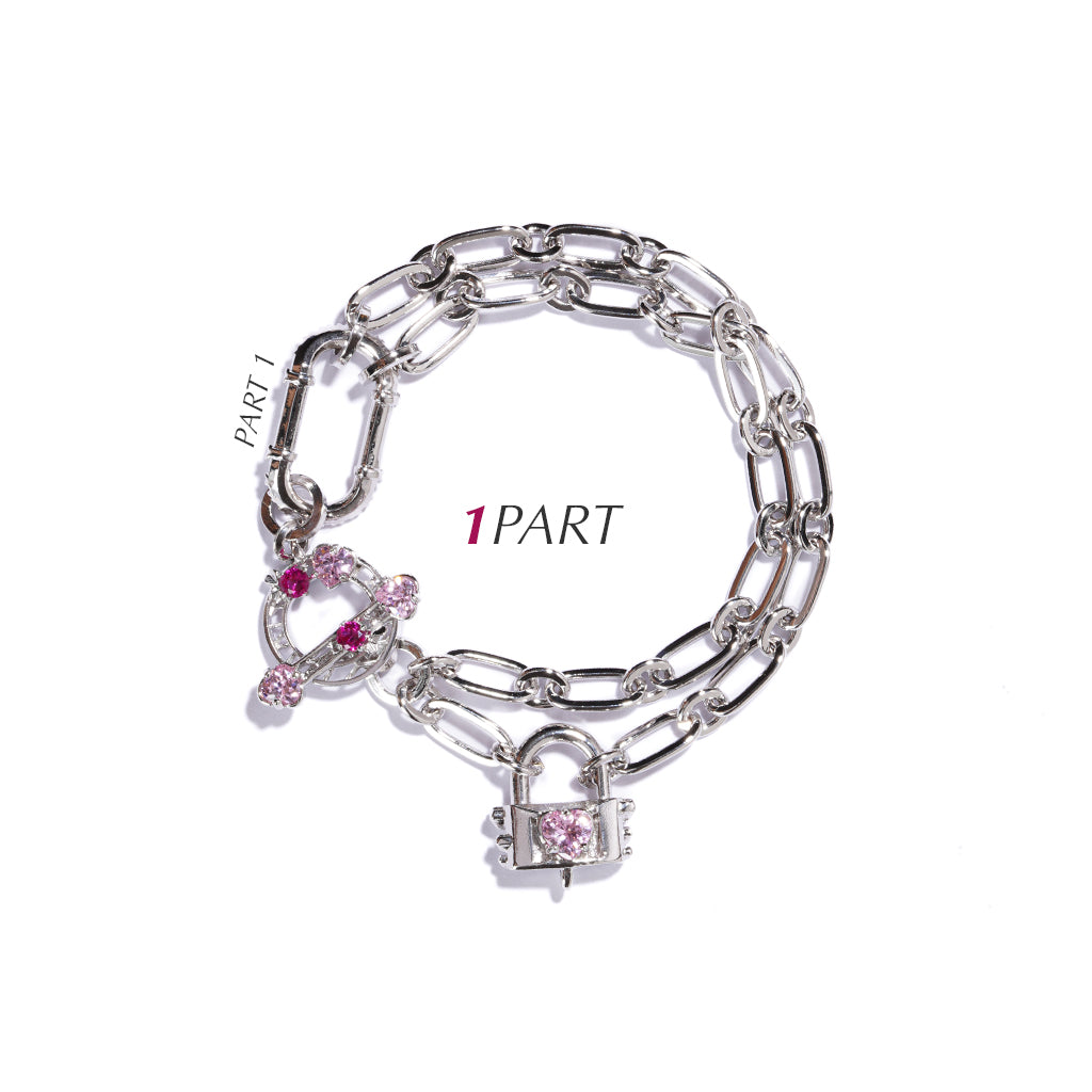 Richy Love Harbour Bracelet [Pink gems/White gold]