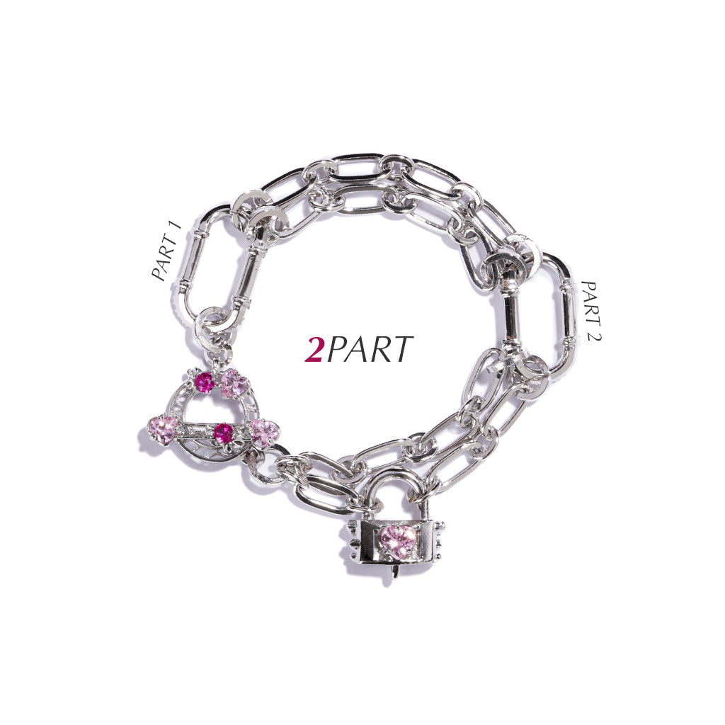 Richy Love Harbour Bracelet [Pink gems/White gold]