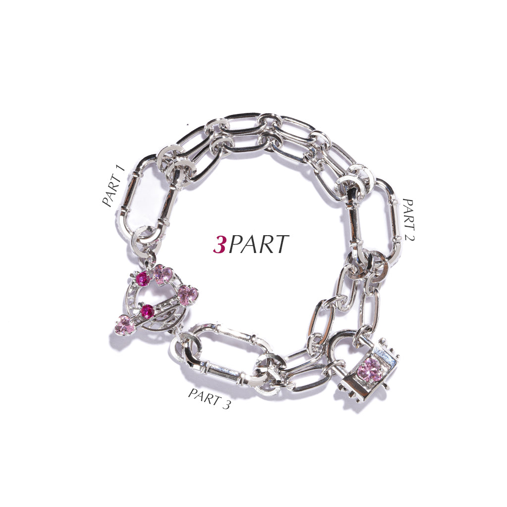 Richy Love Harbour Bracelet [Pink gems/White gold]