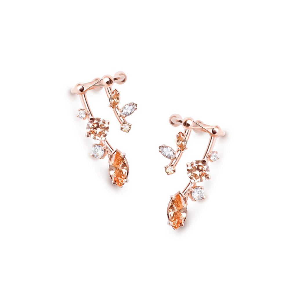 Ivy 1st Sister Cuff Earrings [Champagne/White gems]