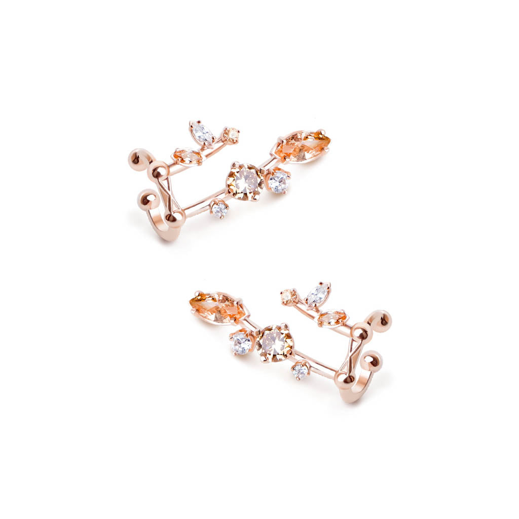 Ivy 1st Sister Cuff Earrings [Champagne/White gems]