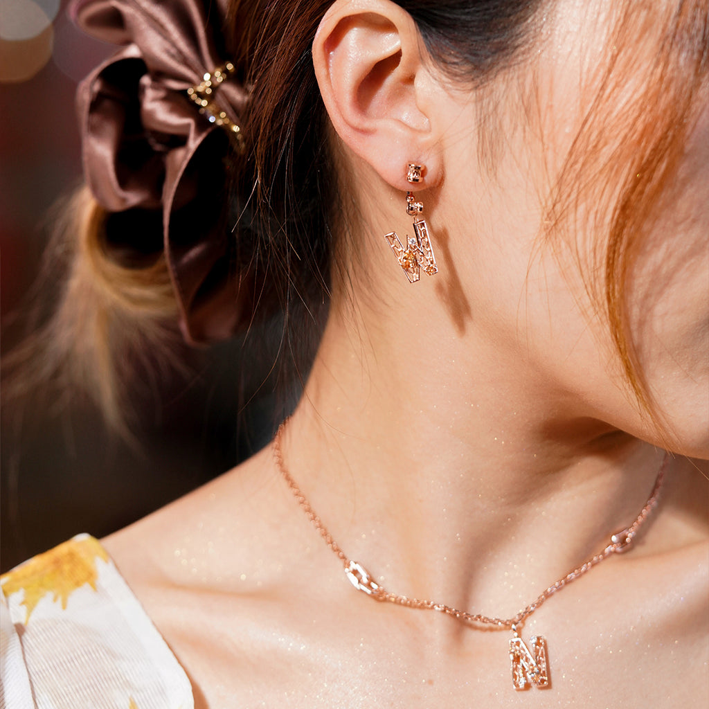 Grand New Alphabet Earrings [Pink gold]