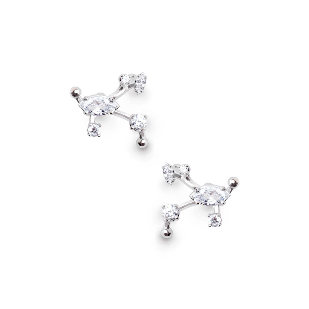 Ivy 2nd Sister Cuff Earrings [White gems]