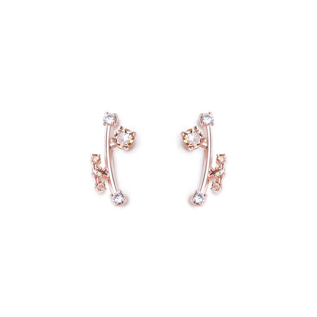 Ivy 3rd Sister Earrings [Champagne/White gems]