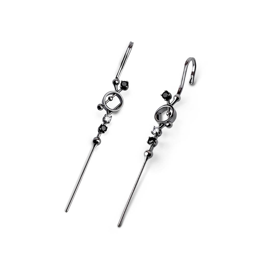 Dragonfly Ear Pins [Black/White gems]